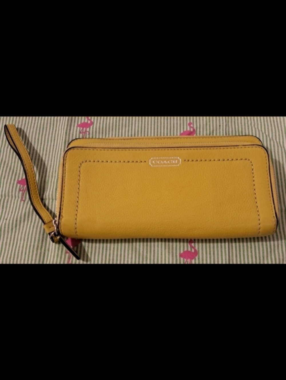 EUC Y2K Coach Neon Green Duo Zip Casual Everyday Wallet Wristlet Clutch